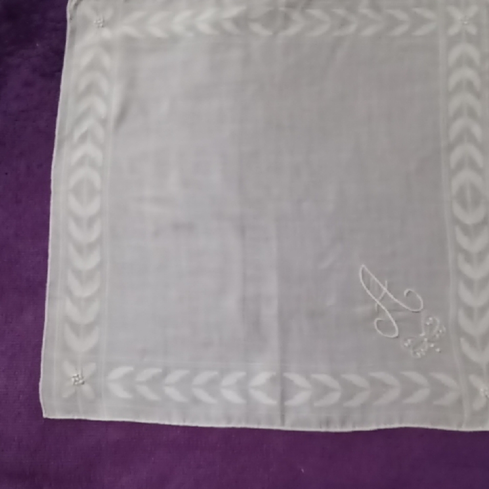 Elegant White Handkerchief with Embroidered Initial